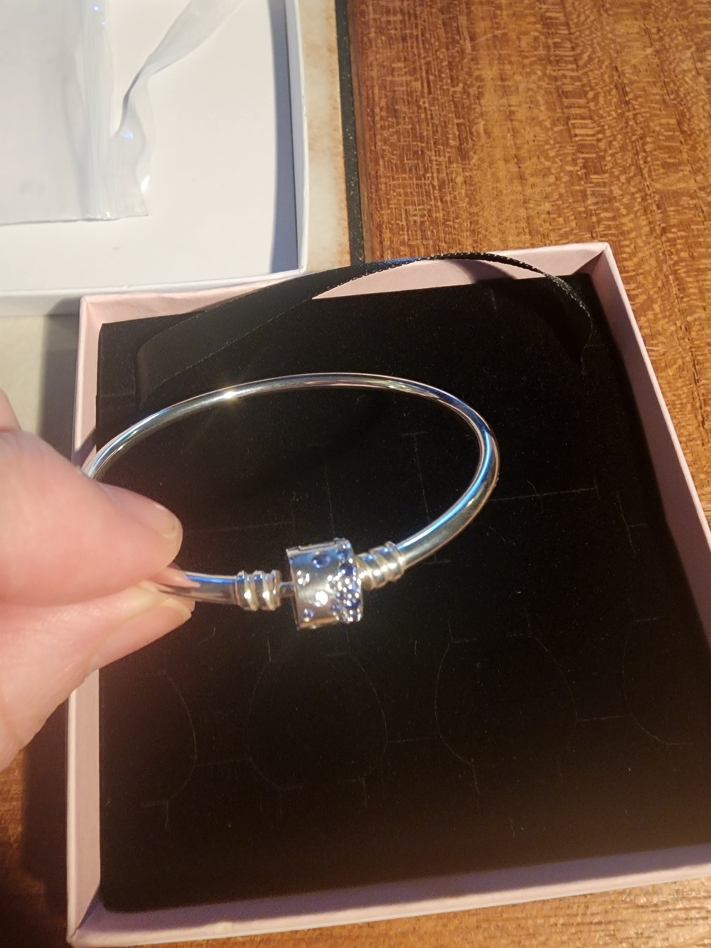 Pandora Sparkle Barrel Clasp Bangle NEW Size Small/Medium